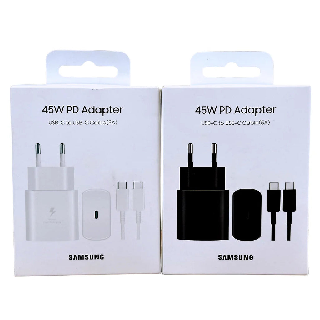 Original Samsung Charger 45W Super Fast Charge Type C Adapter For Galaxy S23 S24 Ultra S20 S22 S21+Z Fold 5 4 3 Flip 5 4 3 Phone Car Mobile World