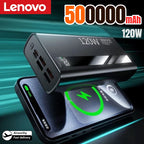 Lenovo 500000mAh Power Bank High Capacity Super Fast Charging External Battery Portable Powerbank Charger for iPhone Samsung New