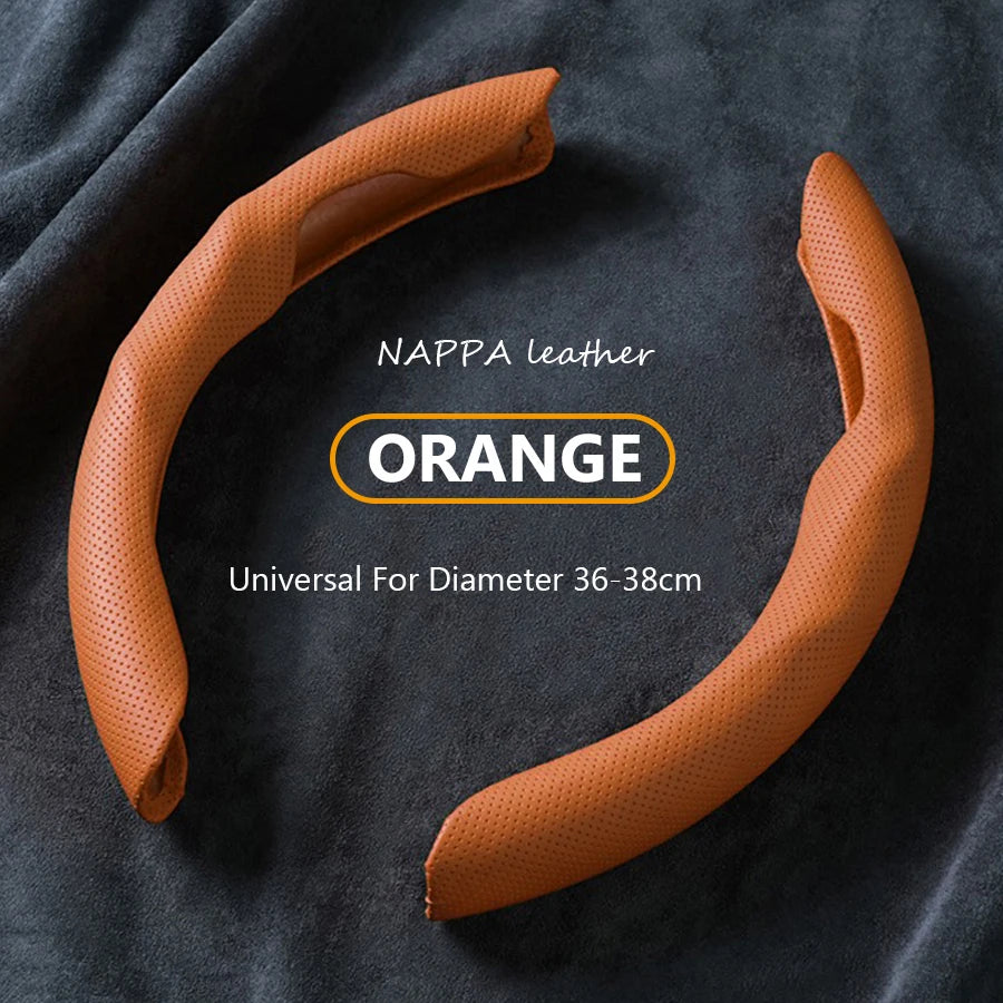 Universal Car Steering Wheel Cover NAPPA Leather 2PCS-Dimensional Anti Slip, Timple And Fashionable Protector Car Accessories