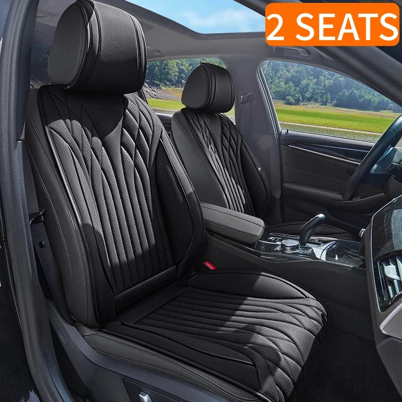 Front 2-seater Car Seat Cushion, Luxurious Nappa Leather, Suitable for All Seasons, Comfortable, Breathable and Wear-resistant, Easy to Install, Suitable for Sedans SUV, Truck and Car Interior High-end Accessories