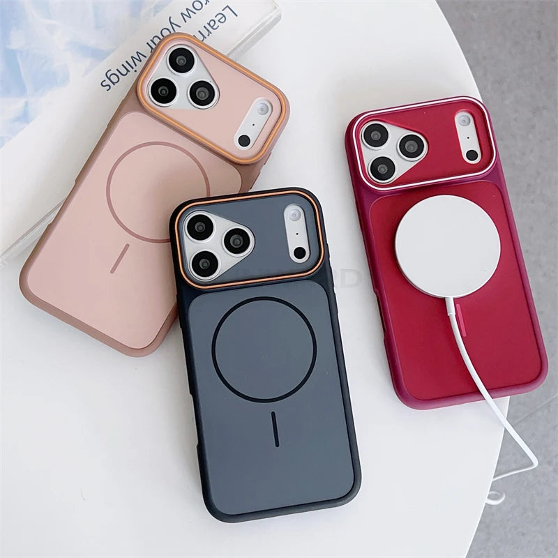 Luxury Two Color Magnetic Matte Shockproof Case for iPhone 17 16 15 14 13 12 Pro Max Air Plus For Magsafe Wireless Charge Cover
