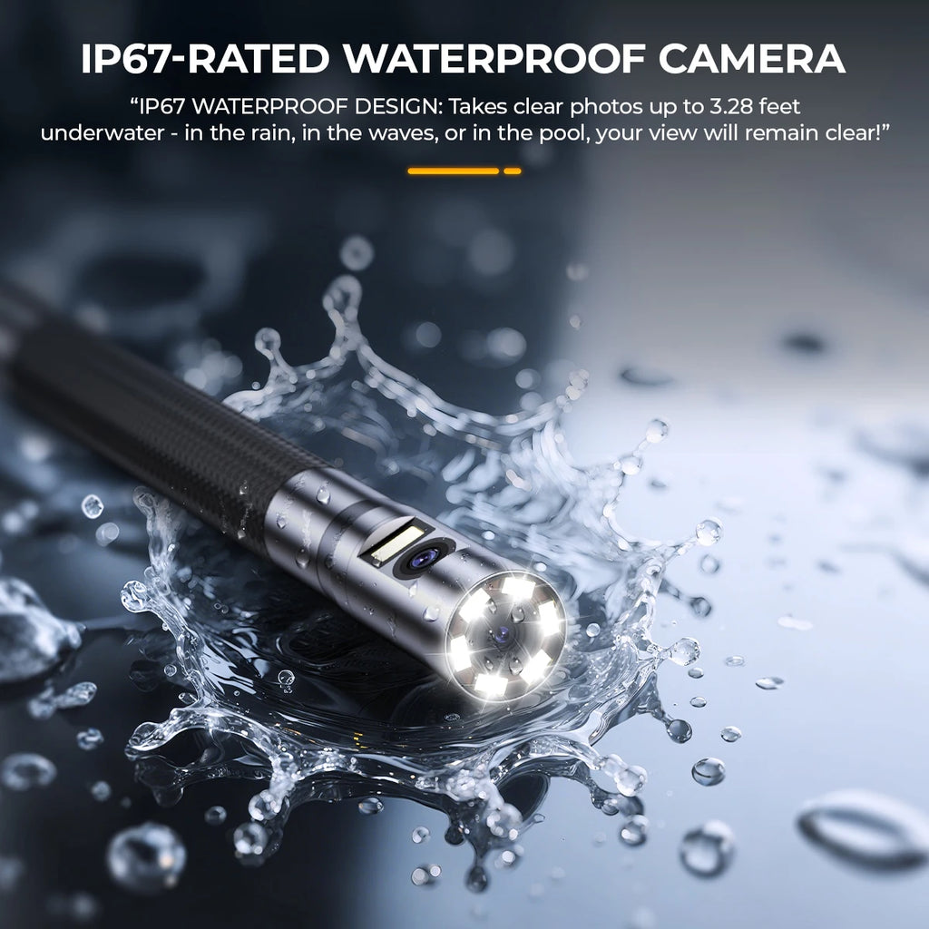 Two-Way Articulating Borescope IP67 6.5MM Dual Lens Endoscope Inspection Camera 7 LED Lights ANCEL Car Inspection Tools
