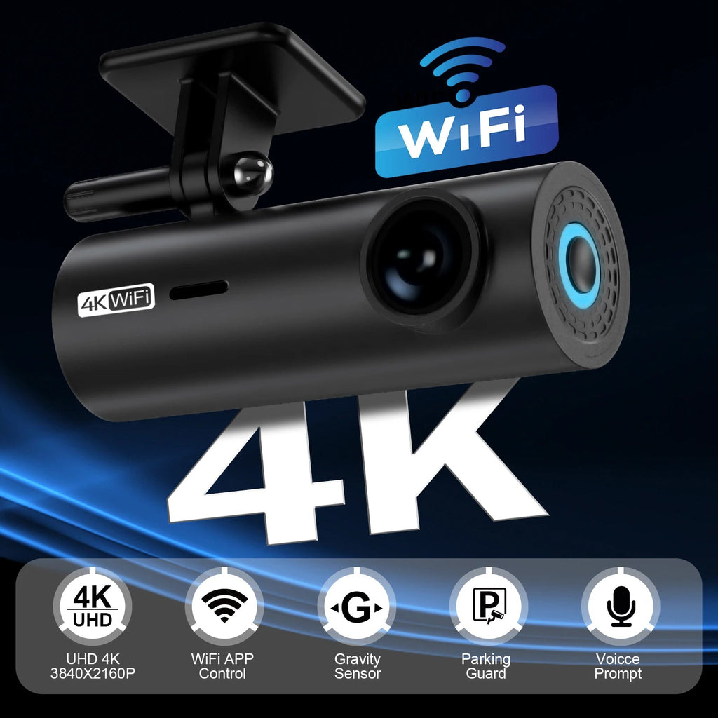 3840*2160P Car Dvr Dashcam 4K Dash Cam For Cars Drive Video Recorder Front Camera WiFi For Vehicle Supplies  24h Parking Night V Car Mobile World