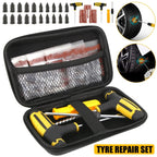 Universal Tubeless Tire Repair Kit - Emergency Puncture Tools w/Rubber T-Plugs for Car/Motorcycle On-Road Vacuum Seal CM World