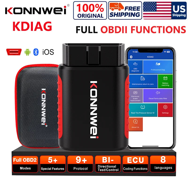 2026 KONNWEI KDIAG Full System Auto Scanner Reset SAS EPB Service ECU Programmer OBD OBD2 Car Diagnostic Tool pk Thinkdiag MINI Car Mobile World