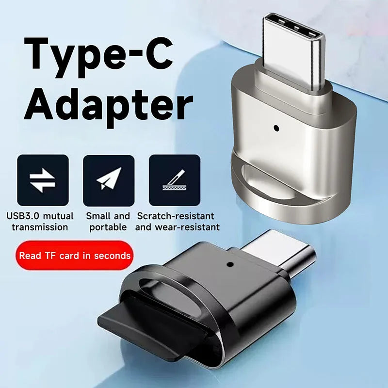 Type C OTG To TF Adapter Micro-SD Memory Card Reader Compatible with Laptops, Tablets, and Smartphones , with chain port Car Mobile World