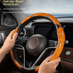 2pcs/3pcs Segmented Peach Wood Texture Universal Steering Wheel Cover Car Interior Accessories Practical Driving Tools Simple