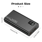 50000mAh Power Bank For Xiaomi iPhone Samsung 66W Super Fast Charging For 22.5W  Built-in 4 Cables Portable Digital Powerbank Car Mobile World
