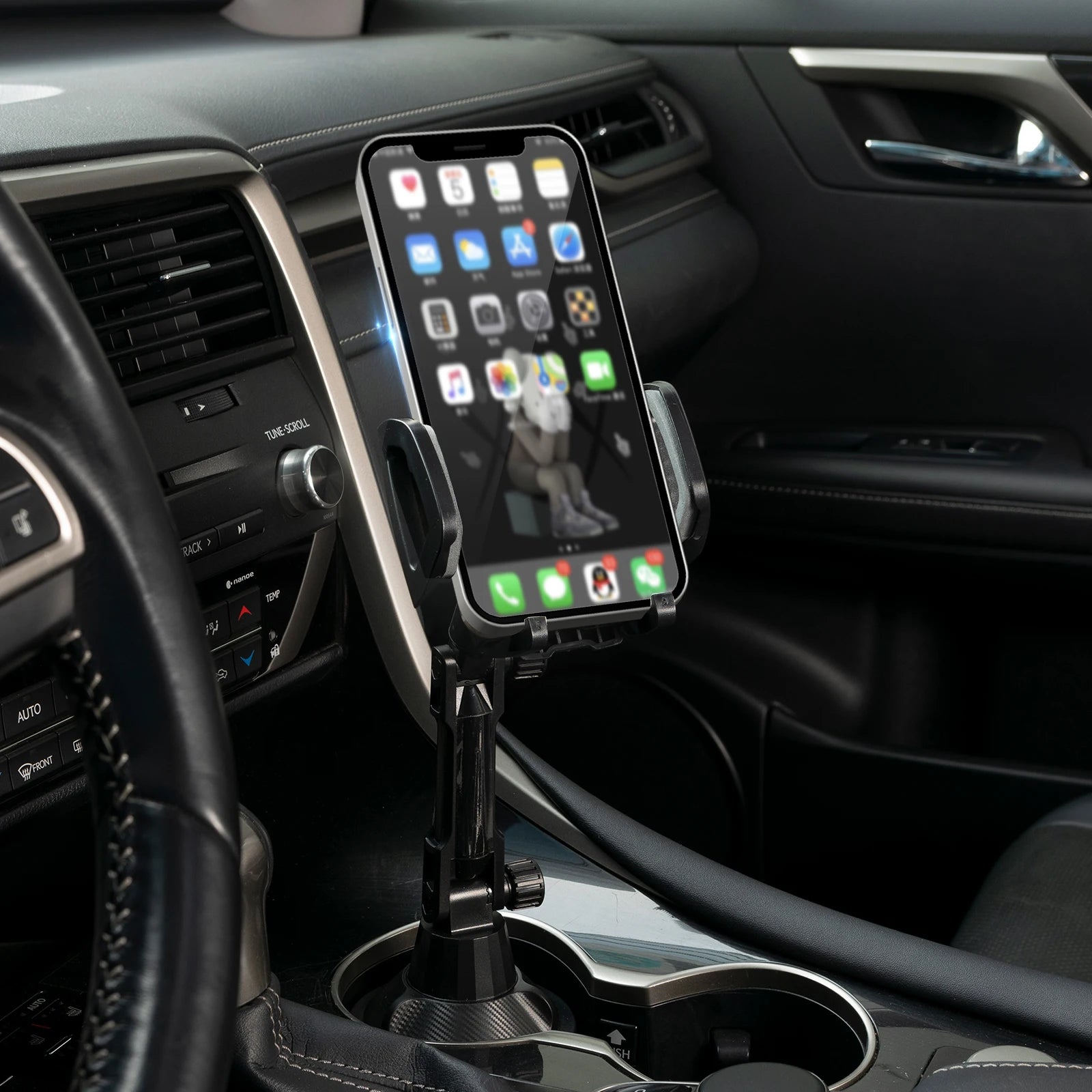 Universal 360° Car Cell Phone Stand Cup Holder Stand Drink Bottle Long Mount Support Smartphone Mobile Phone Bracket Accessories CM World