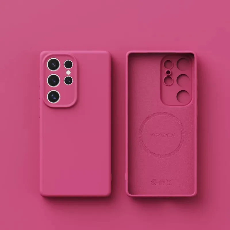 Original Liquid Silicone Magnetic Phone Case For Samsung Galaxy S26 S25 S24 S23 S 26 Ultra Plus Cases Wireless Charge Soft Cover Car Mobile World