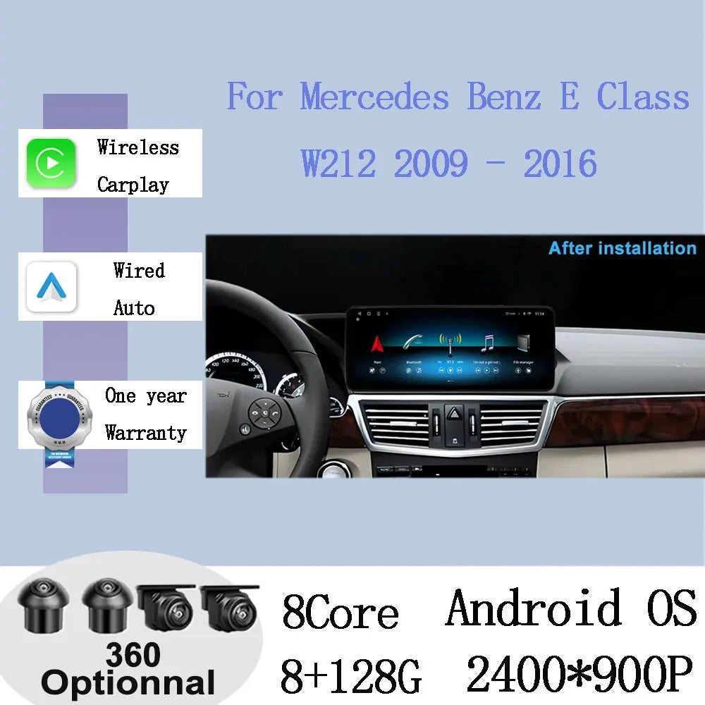 Wireless Carplay Car Radio Multimedia For Mercedes Benz E Class W212 2009 - 2016 QLED Screen 4G Android 15 Auto Accessories Ster CM World