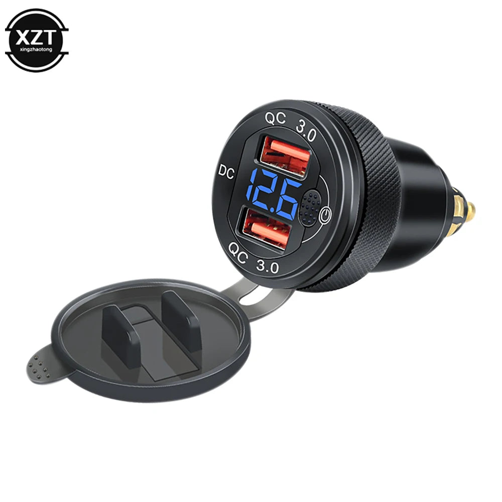 Car Motorcycle Cigarette Lighter Dual USB Car Charger QC3.0+QCPD Fast Charger 12-24V Charging Adapter for BMW R1200GS R1250GS