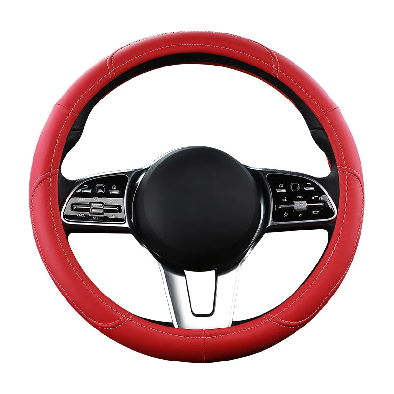 Motoptes Car Anti-Slip Leather Steering wheel Cover Universal car Steering Wheel Protective Cover Fashion Style 38cm Pink CM World