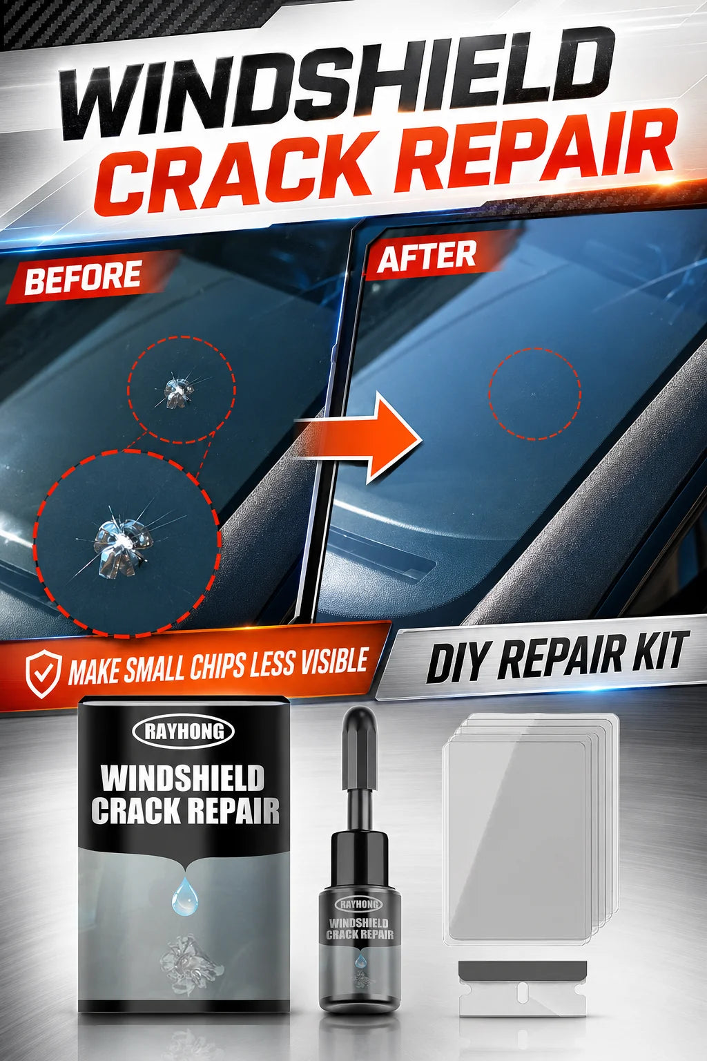 Windshield Crack Repair Fluid – Car Glass Resin Glue, Restores Clarity & Fixes Scratches, Cures Quickly, DIY Auto Repair Kit