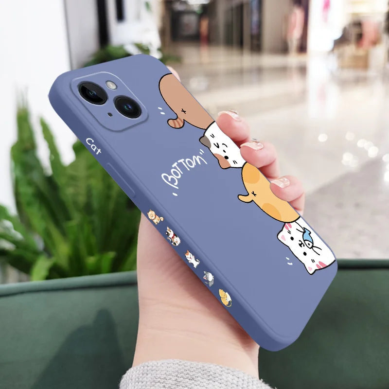 Cat Litter Phone Case For iPhone 17 17 Air 16 16e 15 14 13 12 11 Plus Pro Max Mini X XR XS Plus Liquid Silicone Cover Car Mobile World