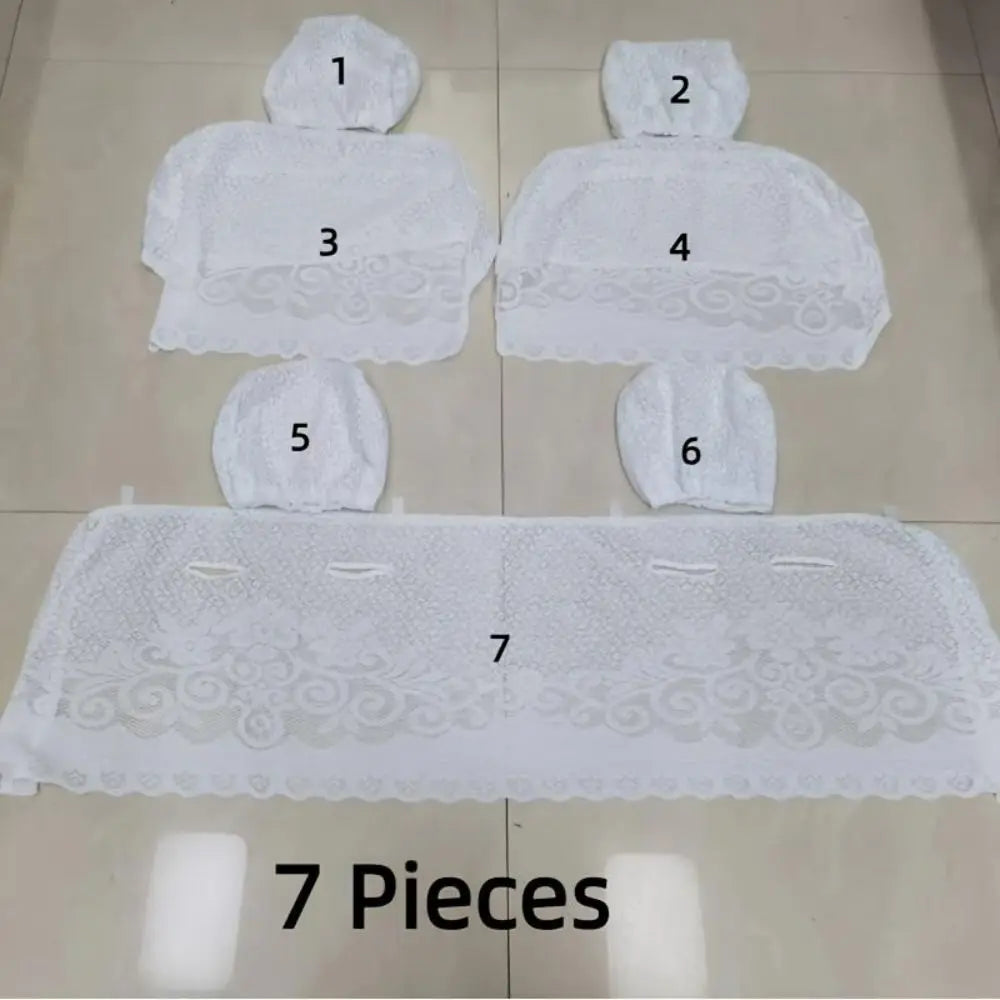 7Pcs Embroidered Car Seat Cover Breathable Universal Car Half Seat Cover Lace for Toyota Corolla Car