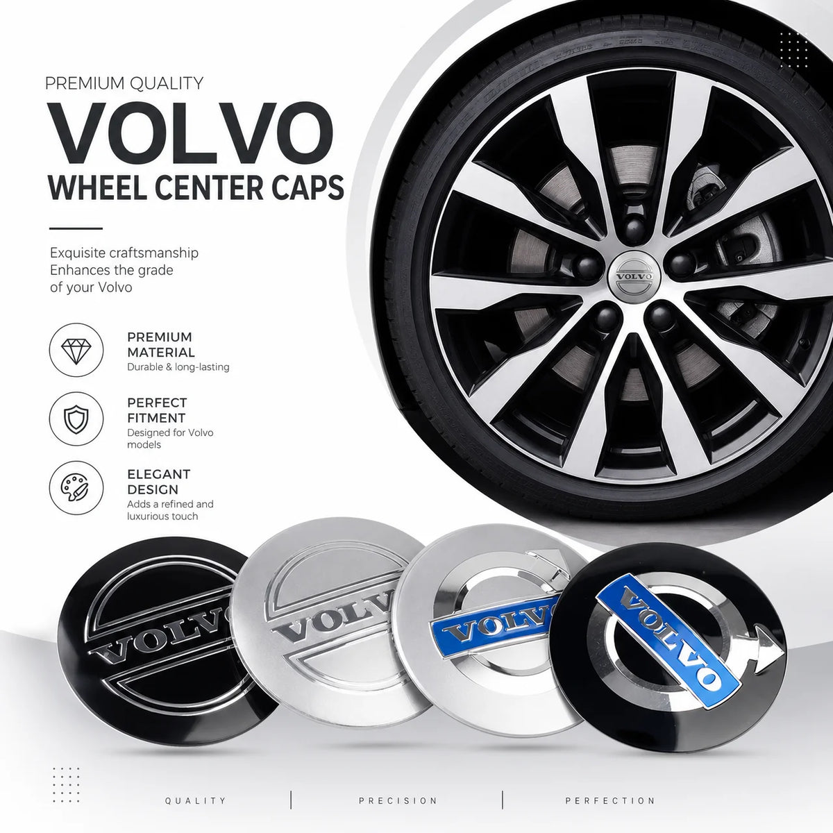 JJ- Volvo RDESIGN XC60 XC90 V60 V40 XC40 V50 S60 V70 C70 XC40 4pcs Car 56/60mm Wheel Center Hub Caps Tire Rim Covers Accessories