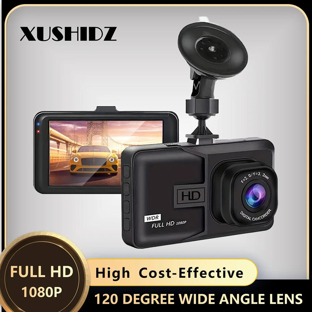 XUSHIDZ NEW 1080P HD Dash Camera Loop Recording Car Vehicle DVR Video Recorder Dashcam Night Vision 24h Parking Monitor G-sensor Car Mobile World