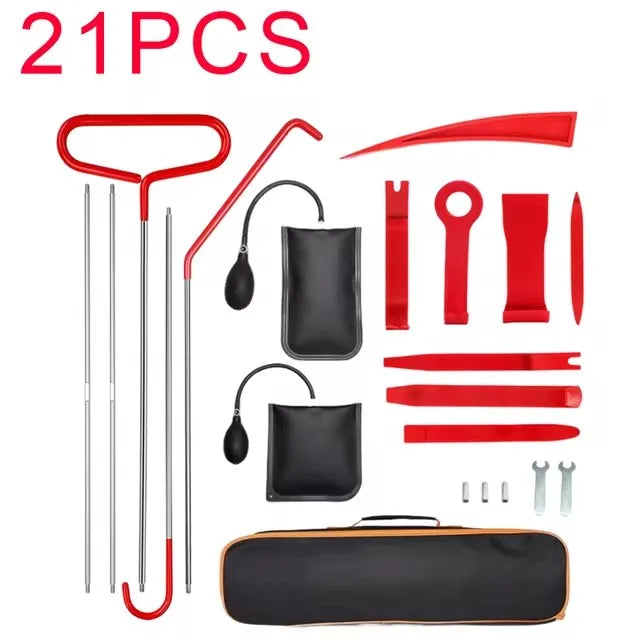 21/18PCS Car Door Tool Kit Inflatable Air Pump Auto Window Door Open Fixing Gripper Tools Long Reach Kits with Carrying Bag CM World