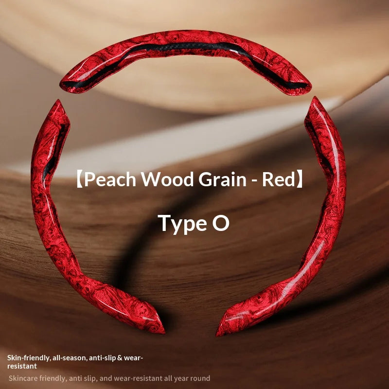 3 pcs of segmented peach wood texture car steering wheel cover, high-end and minimalist car steering wheel decoration