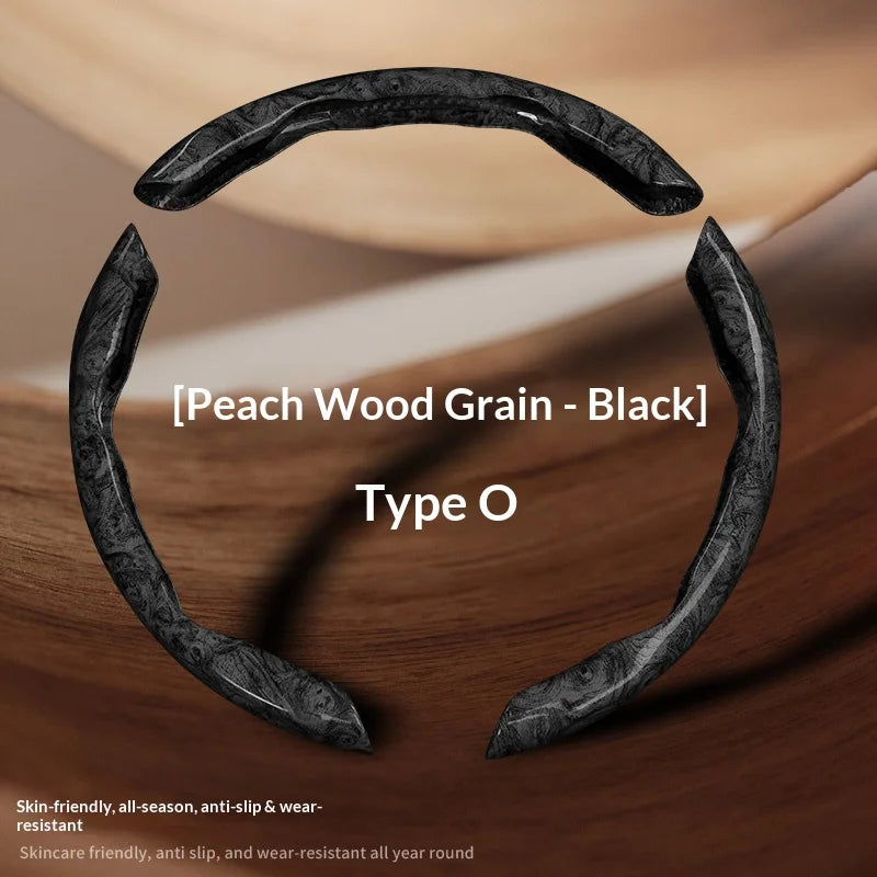 3 pcs of segmented peach wood texture car steering wheel cover, high-end and minimalist car steering wheel decoration