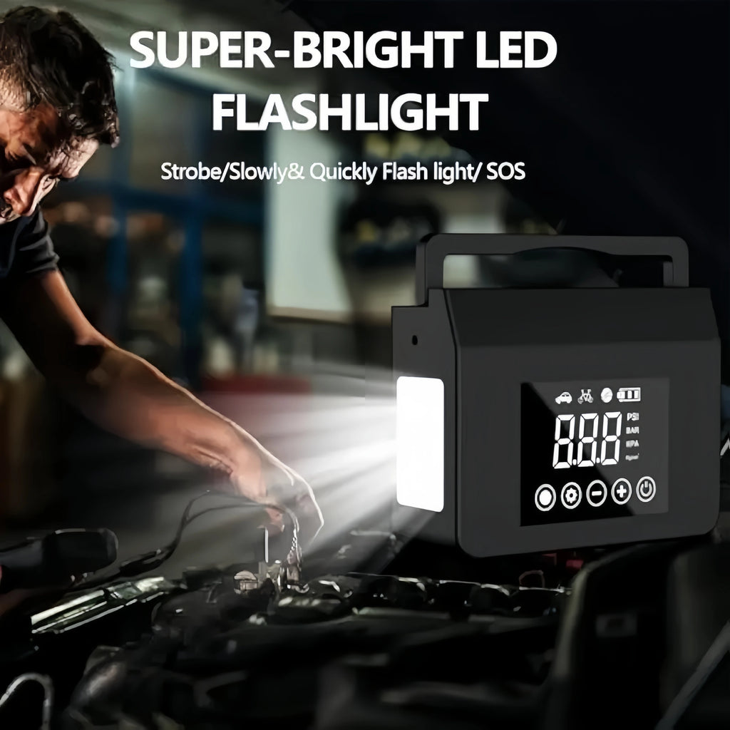 HIEHA 2026 4000A Car Jump Starter, 15000mAh Power Bank, 150PSI Portable Tire Inflator Air Compressor Power Bank With LED Light