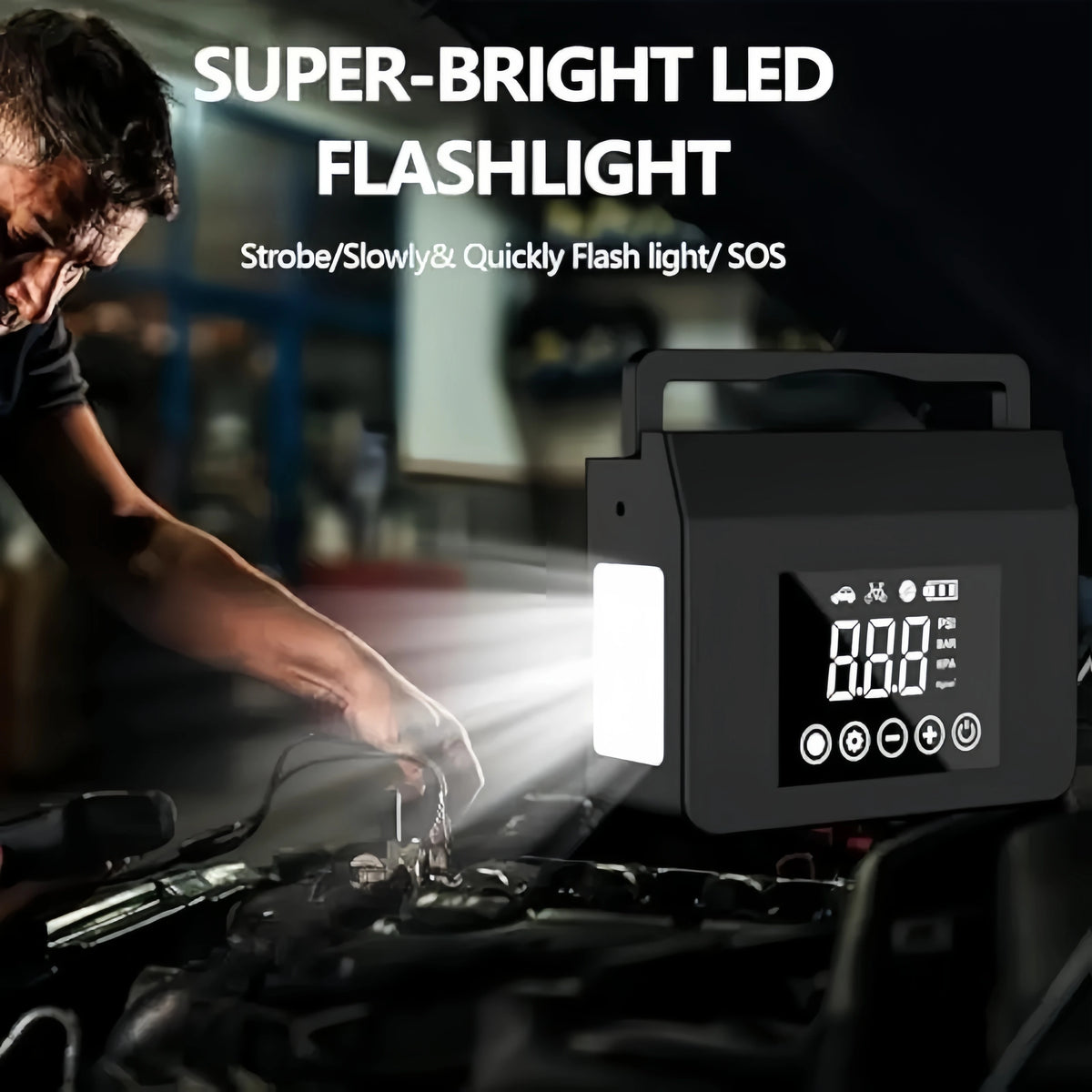 HIEHA 2026 4000A Car Jump Starter, 15000mAh Power Bank, 150PSI Portable Tire Inflator Air Compressor Power Bank With LED Light