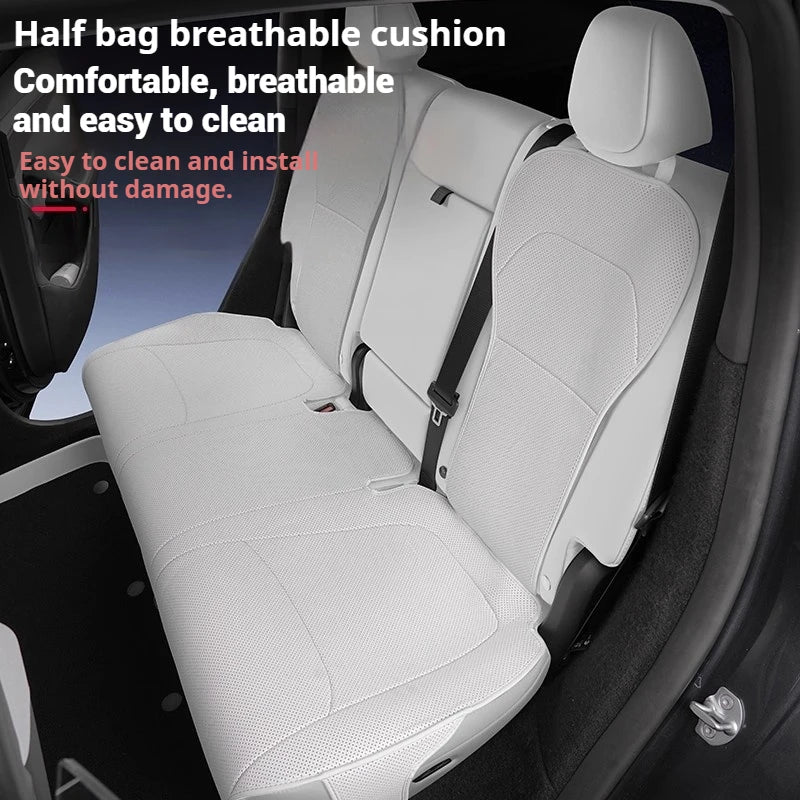 For New Tesla Model Y Juniper 2025 Nappa Leather Seat Cover Punching Breathable Seat Cushion Cover Car Interior Seat Accessories CM World