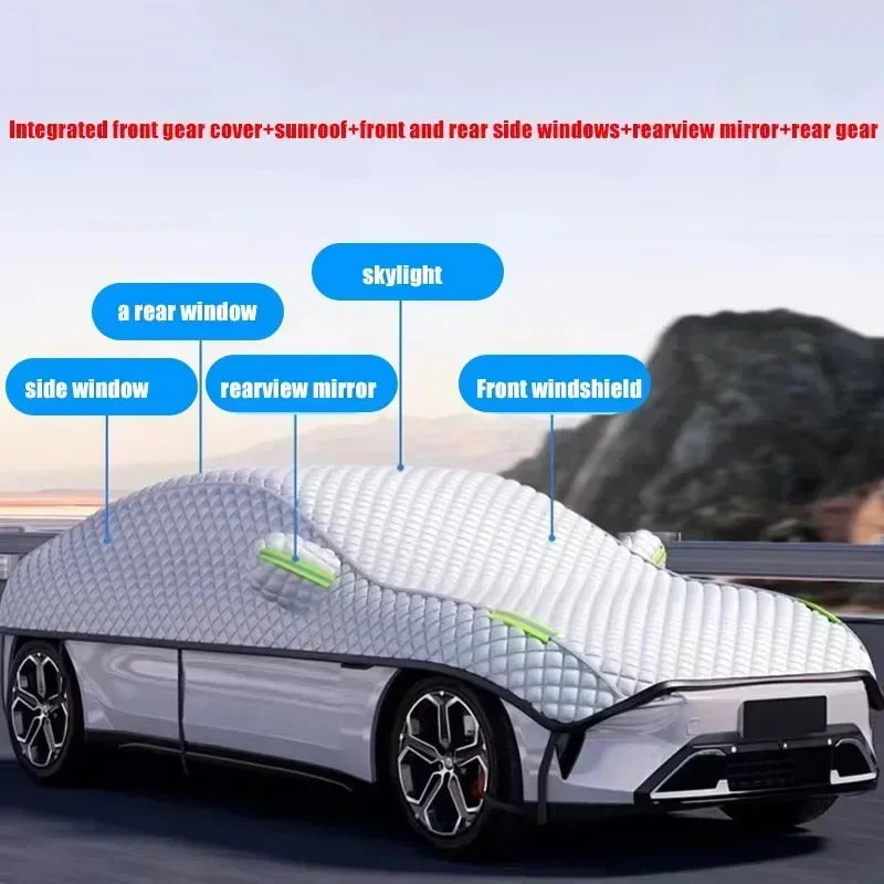 New Car Cover Half Body Windshield Sunshade Heat Insulation Waterproof Dustproof Car Glass Protection Cover Automotive Accessori CM World