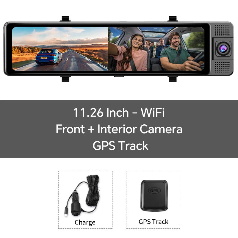 H330 Dash Cam 3 Channel Rearview Mirror Front Inside Rear 4K+1080P+1080P WiFi GPS Dual Lens Car Dvr Camera Infrared Night Vision