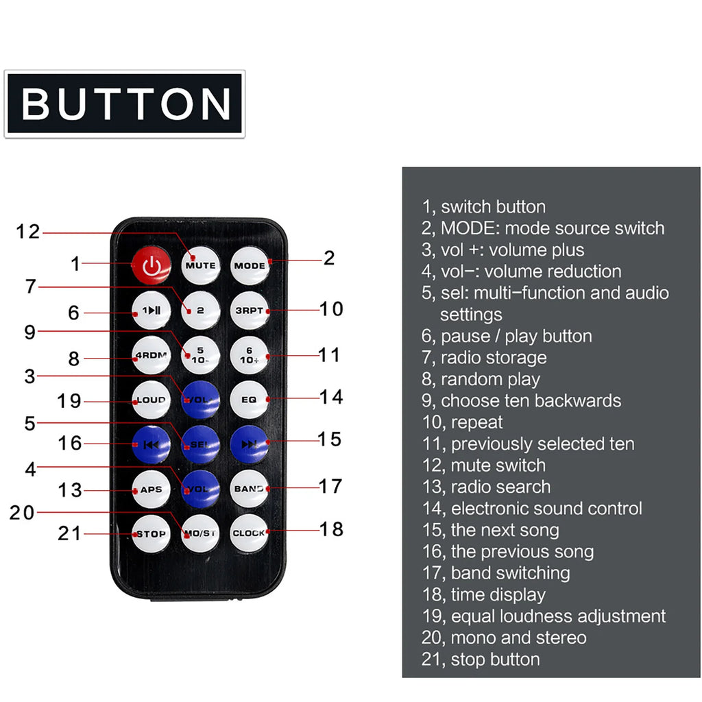 Car MP3 Player Stereo 12/24V 60W Bluetooth Audio Radio Car Truck Usb Bluetooth Handsfree Call Car USB Card Insert MP3 Radio Kit CM World
