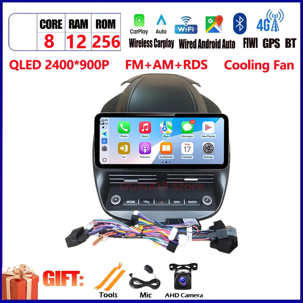 For Ford Kuga 2013 2014 2015 2016-2018 QLED Multimedia Video Player Navigation GPS 12.3Inch Screen Car Accessories 4G LTE Wifi CM World