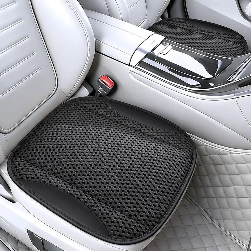 Hollow Mesh Sandwich Mesh Universal Car Seat Cushion Stitched with Premium Nappa Leather Edging Breathable and Comfortable Gifts Car Mobile World