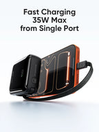 AHARGE 35W Mini Power Bank 10000mAh Built-In USB-C Cable Pocket-Sized PowerBank Fast Charging Portable For iPhone 18 Samsung S25