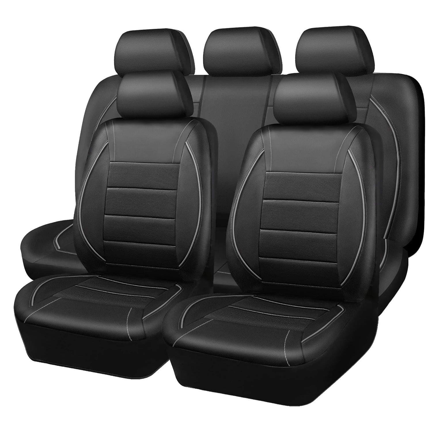 Universal Leather Car Seat Covers Red Simple Waterproof 5 Seat Car Seat Cover CM World