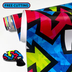 1Roll Creative Graffiti Geometric Pattern Car Film Modification Motorcycle Bicycle Skateboard Boat Waterproof Vinyl Wrapping Car Mobile World