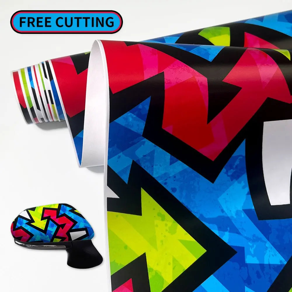 1Roll Creative Graffiti Geometric Pattern Car Film Modification Motorcycle Bicycle Skateboard Boat Waterproof Vinyl Wrapping Car Mobile World
