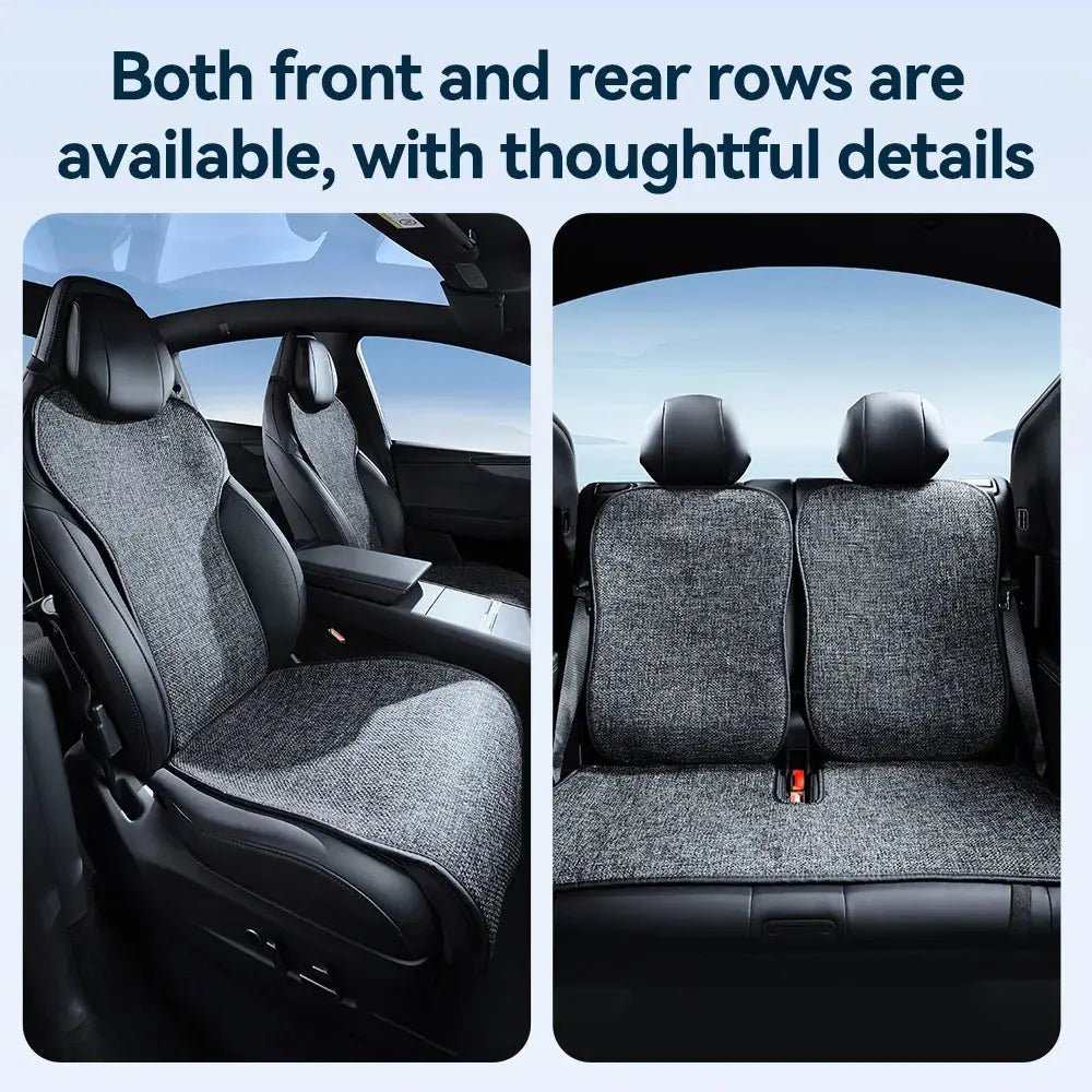 YZ For Tesla Model YL Linen Ice Silk Seat Cushion Backrest Pad Summer Cool Breathable Car Seat Protector Cover 2026 Accessories Car Mobile World