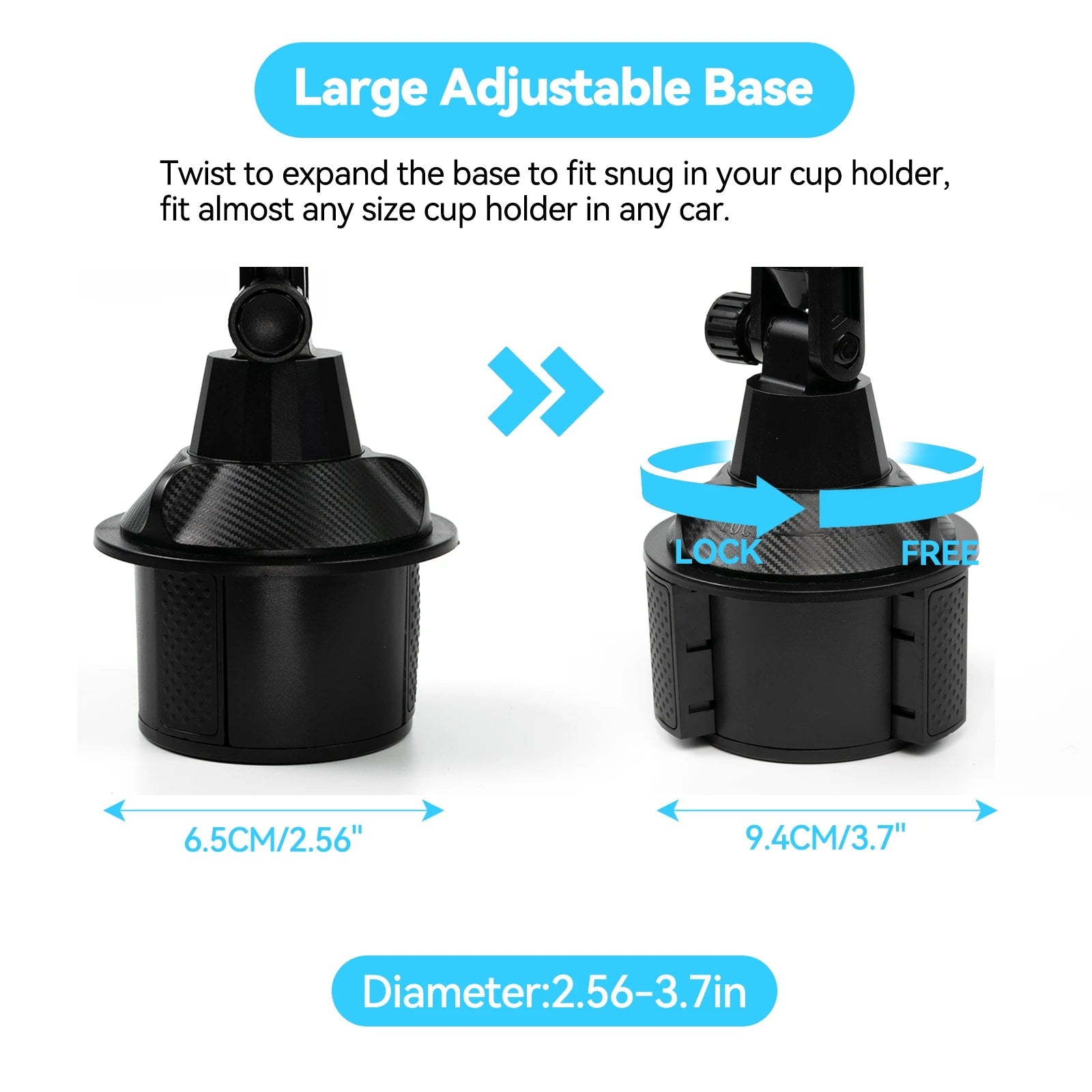 Universal 360° Car Cell Phone Stand Cup Holder Stand Drink Bottle Long Mount Support Smartphone Mobile Phone Bracket Accessories CM World