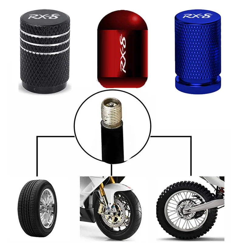 Tire Valve Stem Caps RX‑8 Logo For Mazda RX‑8 Rotary Sport Car Anti‑Rust Anti‑Leak Wheel Air Nozzle Covers Exterior Mod Parts