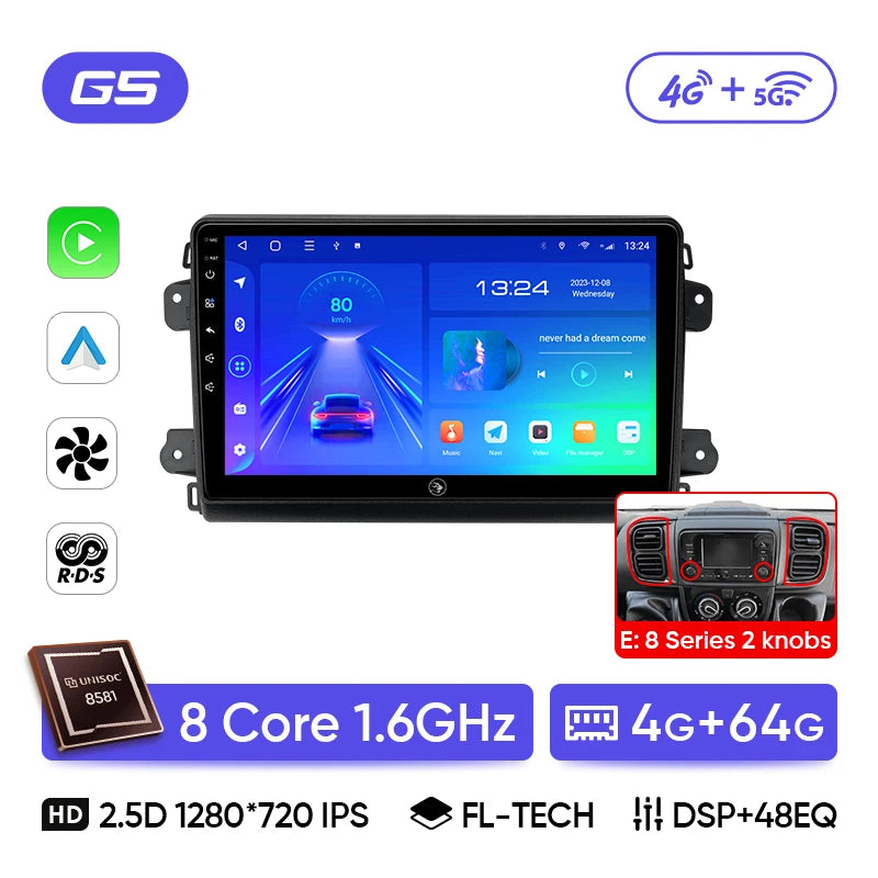Ainavi Car Radio For Fiat Ducato Citroen Jumper Peugeot Boxer 2006-2024 Wireless Carplay Android Auto Car Multimedia DSP BT 2Din CM World