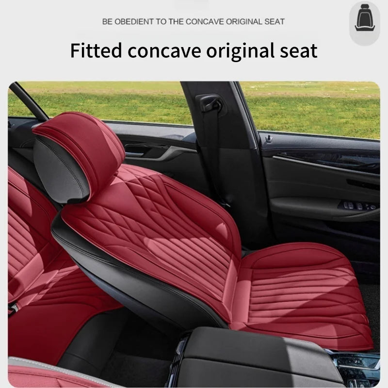 Front 2-seater Car Seat Cushion, Luxurious Nappa Leather, Suitable for All Seasons, Comfortable, Breathable and Wear-resistant, Easy to Install, Suitable for Sedans SUV, Truck and Car Interior High-end Accessories