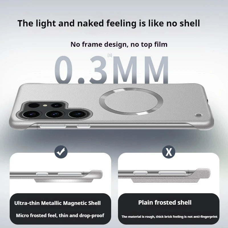 Luxury Ultra Thin Metallic Paint Skin-friendly Frameless Case For Samsung S26 Ultra S25 S24 S23 Plus for Magsafe Anti-drop Cover