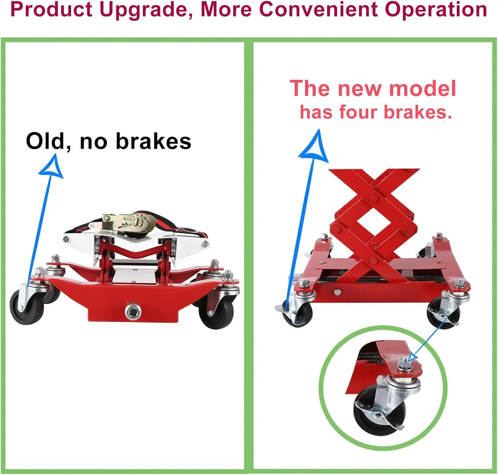 450 Lbs Low Profile Transmission Jack with Safety Straps Auto Repair 7-23" Lift with 2M Safety Straps & 4 Brake Wheels CM World