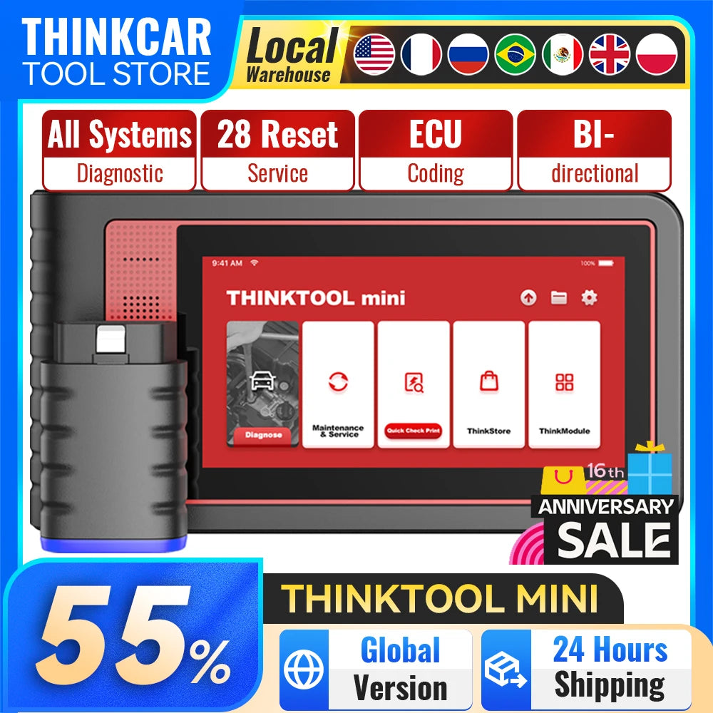 THINKCAR Thinktool Mini OBD2 Scanner Professional Full System Auto Scanner 28 Reset All software Free Update Diagnostic Tools Car Mobile World