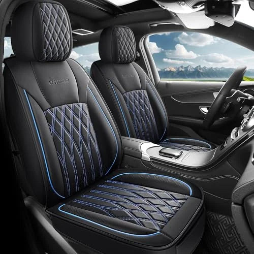 Leather 5pcs Car Seat Cover Protector Seat Waterproof Automotive Seat Covers Full Sets Breathable Universal Fit Full Seats Cover CM World