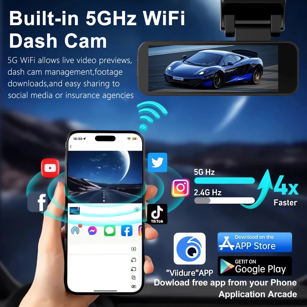 4K 2160P+2.5K 1440P ADAS Dual Lens Car Dash Cam WiFi Connect Front And Rear View Black Box 24H Parking Assistance for Vehicle