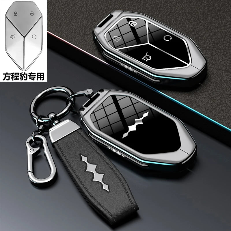 Car Key Shell Case for BYD Equation Leopard 5 8 Ti3 7 Keychain Remote Key Fob Zinc Alloy Cover Bag Protector Car Accessories