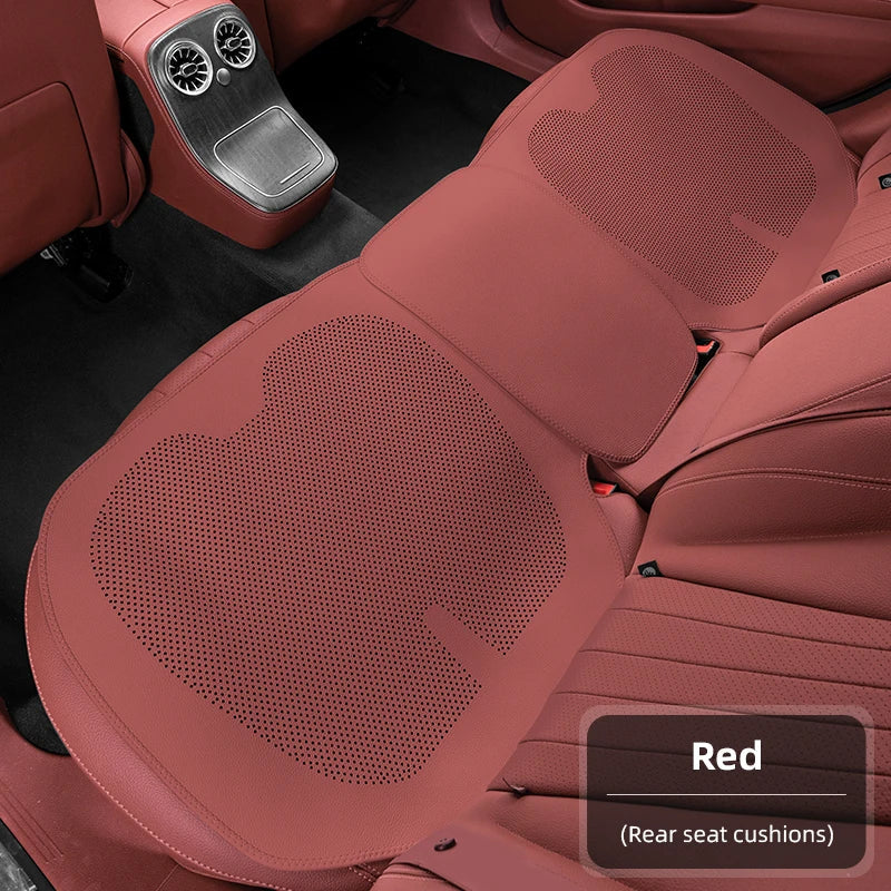 Four-Season Universal Car Seat Cushion Pu Leather Protective Pad Perforated Breathable Integrated Half-Cover Front and Rear Seat Cover Car Interior Accessories Black Red Mocha Brown Orange CM World