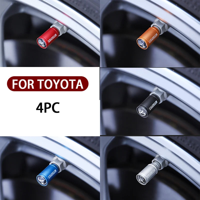 4Pcs Matt Car Wheel Tire Valve Caps for Toyota RAV4 Corolla Camry Frontier Supra C-HR Hilux Tacoma PradoCorolla CHR Accessories CM World